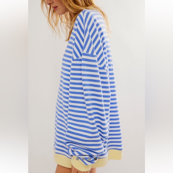 We the Free Classic Striped Oversized Crew Neck ~ Cobalt Combo - Picture 2 of 6